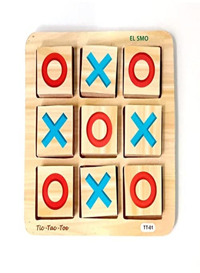 EL SMO Wooden Tic Tac Toe Puzzle Game for Kids, 9 Pieces - Image 1